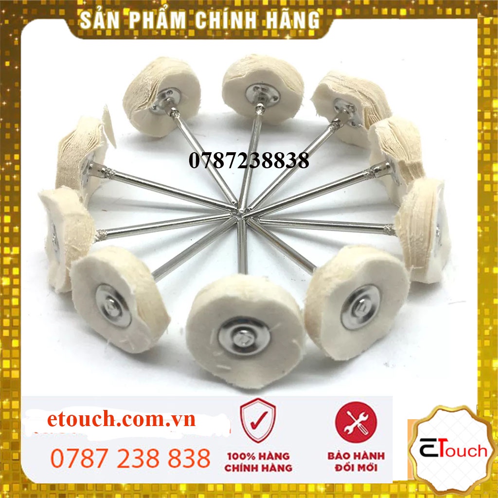 Bánh xe vải đánh bóng màu trắng nhỏ có cốt gắn 2.35mm