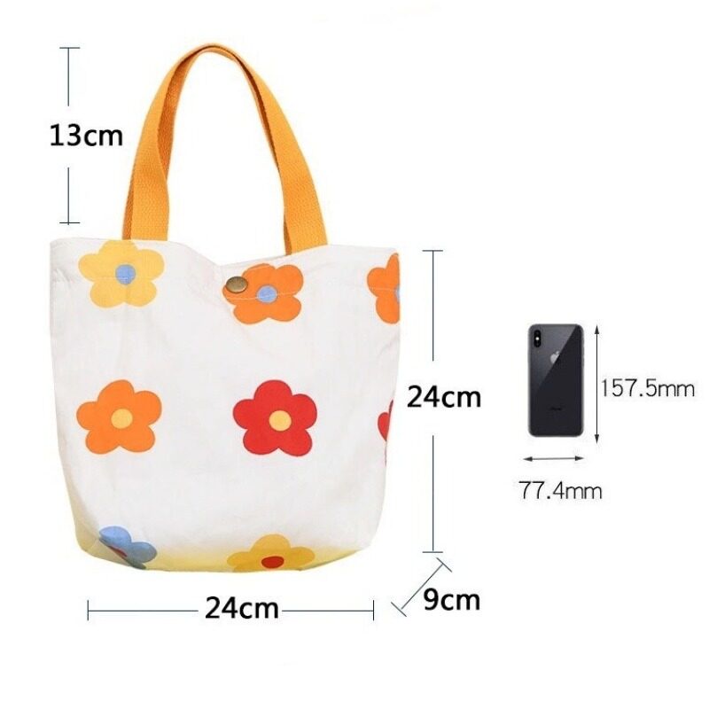 Túi xách vải canvas sức chứa lớn dễ thương cho nữ