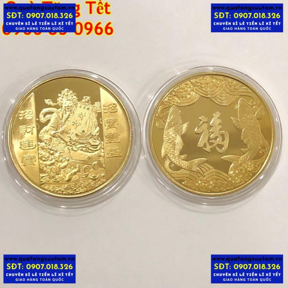 [SHOPEE TRỢ GIÁ] Đồng Xu Thần Tài Tặng Kèm Túi Gấm May Mắn