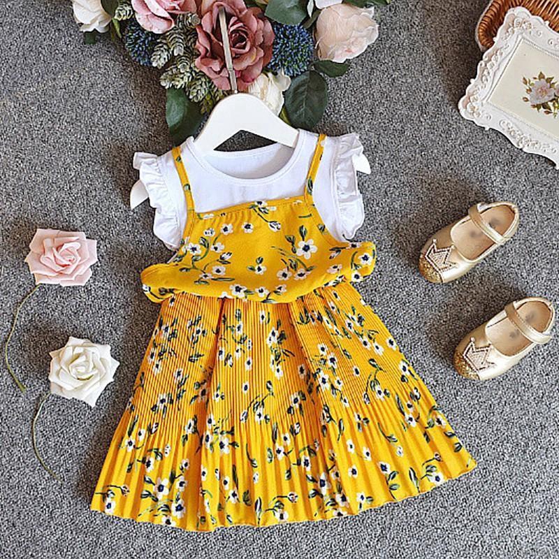 Đầm giả 2 lớp tay ngắn cho bé gái