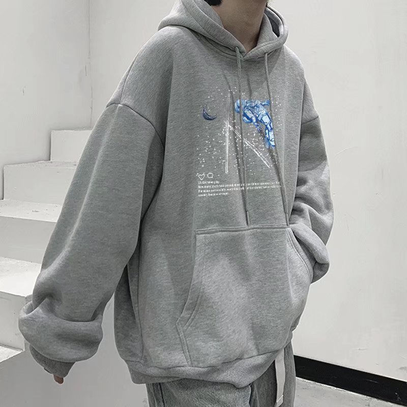 Áo Hoodie Mỏng Dáng Rộng In Hình Phi Hành Gia Galaxy Thời Trang Unisex M-8XL
