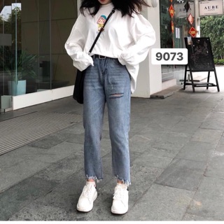 Baggy rách đùi tua gấu
