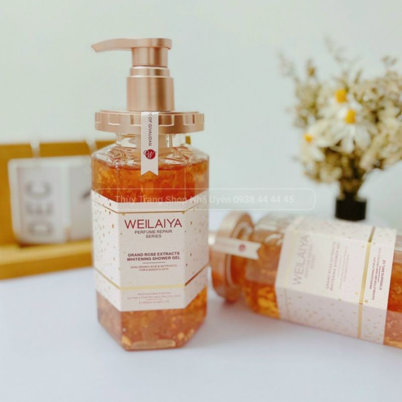 Sữa tắm Weilaiya tắm trắng dưỡng ẩm lưu hương nước hoa chiết xuất hoa hồng Damask