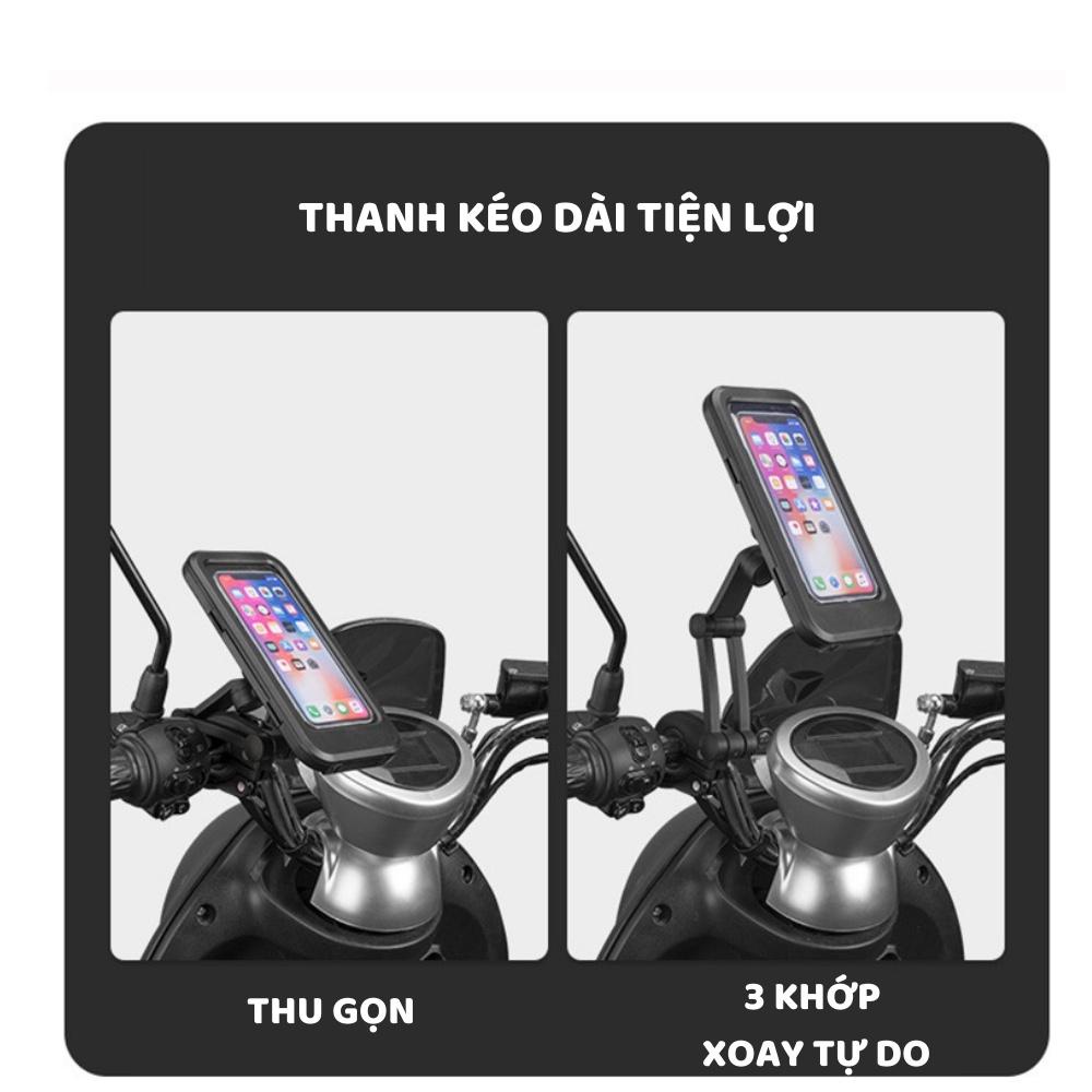 Giá Kẹp, Giá Đỡ Điện Thoại Đi Xe Máy Chống Nước, Cảm Ứng Siêu Nhạy