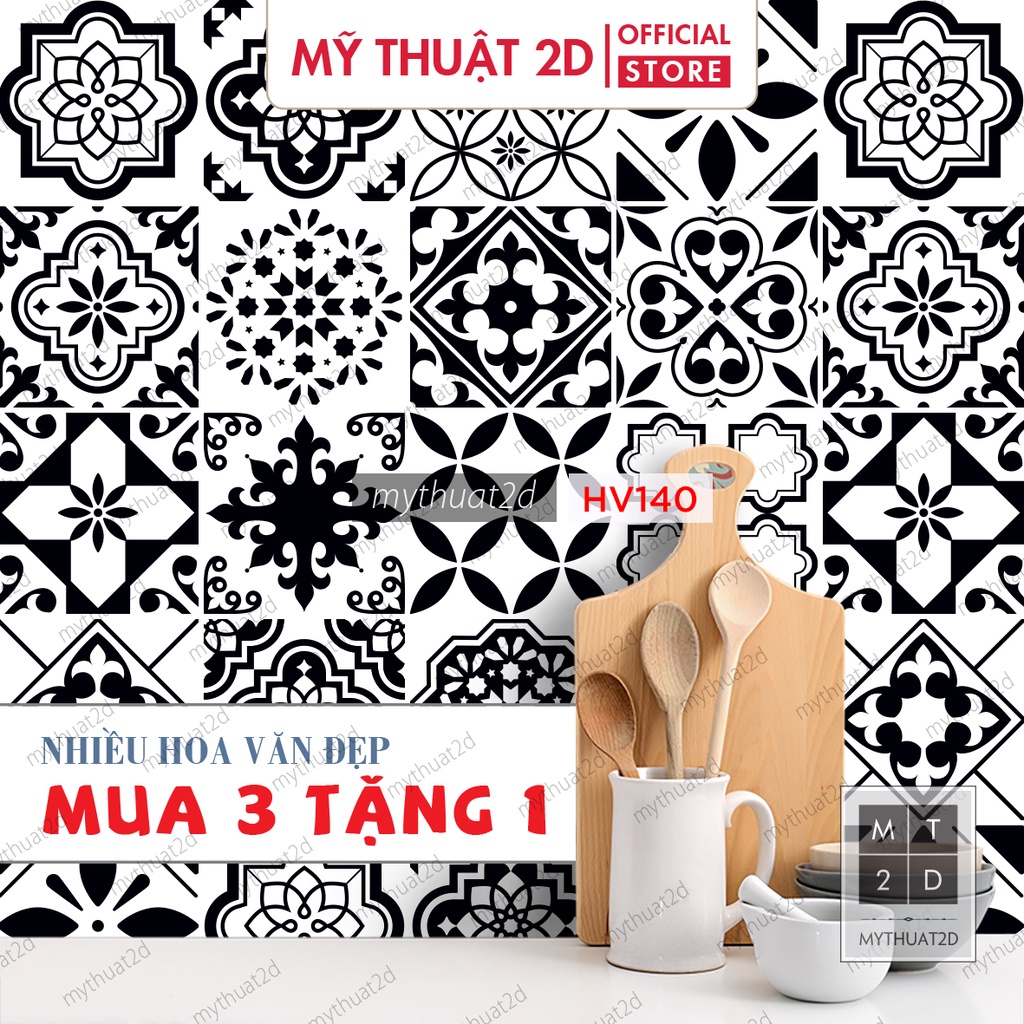 Decal gạch bông hoa văn thổ cẩm trang trí decor nhà cửa kt 120x60cm