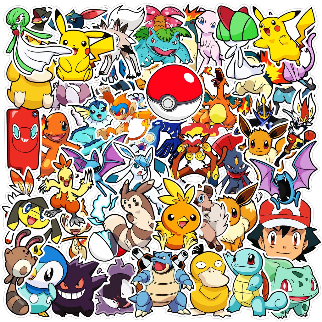 100/80/50 Sticker Hình Pokemon Pikachu Dán Ván Trượt, Guitar, Guitar, Laptop