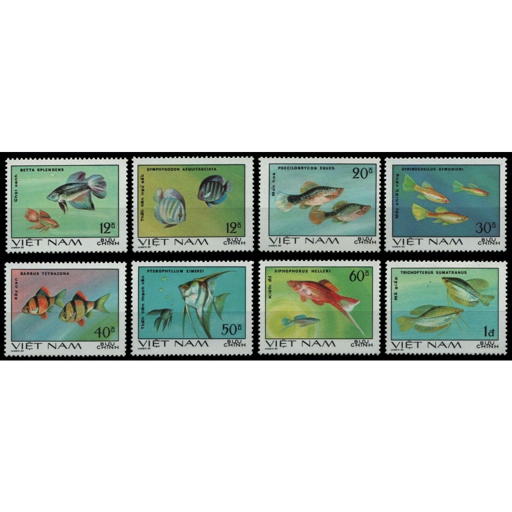 Tem sưu tập MS 375 Tem CTO Việt Nam Cá Cảnh 1981 ( 8 tem )