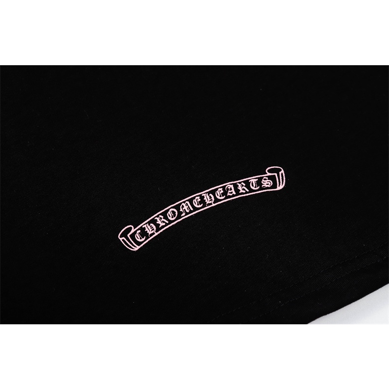 Áo Thun Cotton Lkjlli Dáng Rộng Tay Ngắn Thêu logo Chữ CH cherry / Bột Chrome Hearts 2023 Mới Dễ Phối Đồ Cho Cặp Đôi