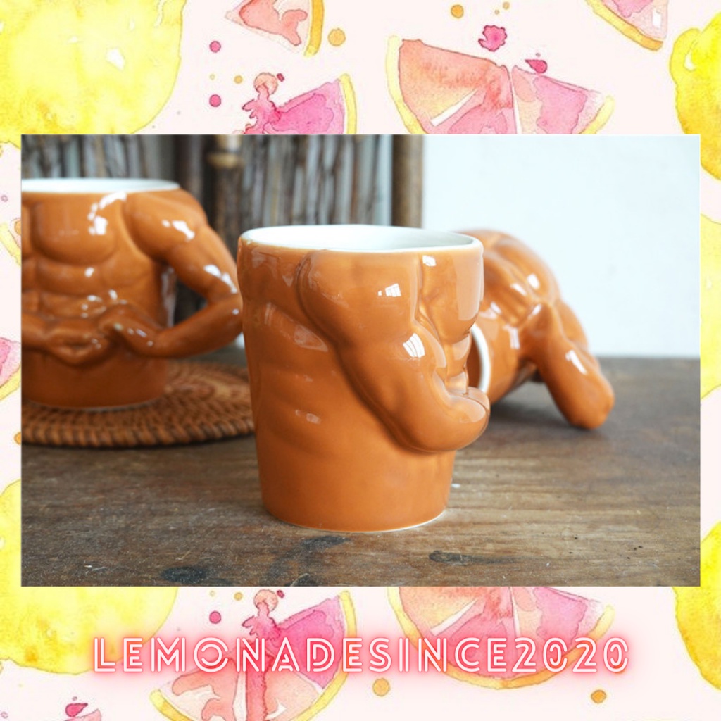 Cốc gốm body 6 múi lực sỹ bằng sứ tráng men cho các bạn nữ