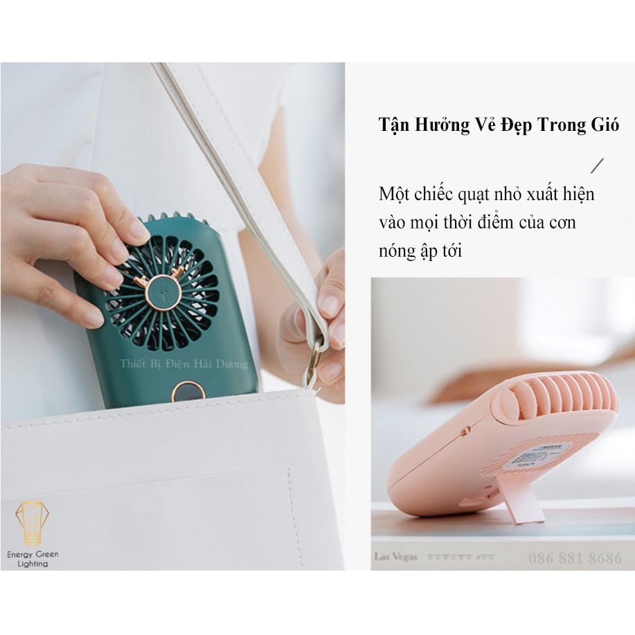 Quạt Đeo Cổ Thời Trang Cao Cấp RPH-F20 - Dây Đeo Tiện Lợi - Dây Sạc USB - Energy Green Lighting - Bảo Hành 12 Tháng