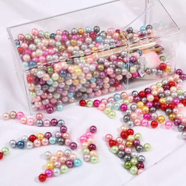 Gói 10gr hạt cườm, hạt ngọc không lỗ 6mm, màu hồng, handmade hạt nhựa đính kết quần áo