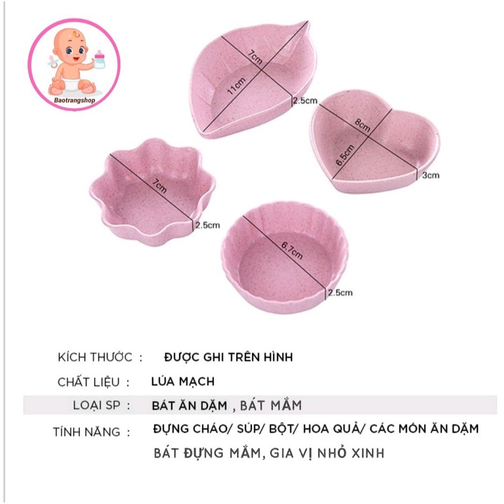 [Siêu rẻ] Bát ăn dặm, bát đựng gia vị lúa mạch mini cho bé hình dáng xinh xắn