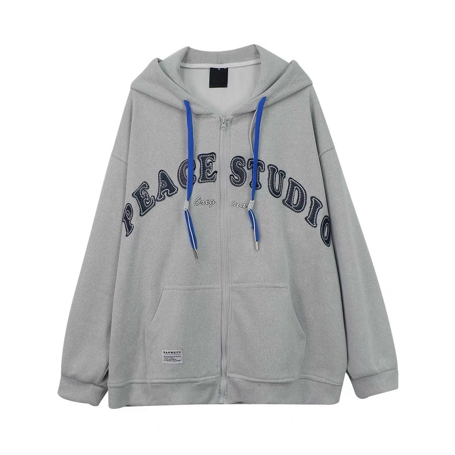 Áo Khoác Nỉ Ngoại Peace Unisex- Jacket form rộng tay bồng kiểu dáng đường phố hàn quốc