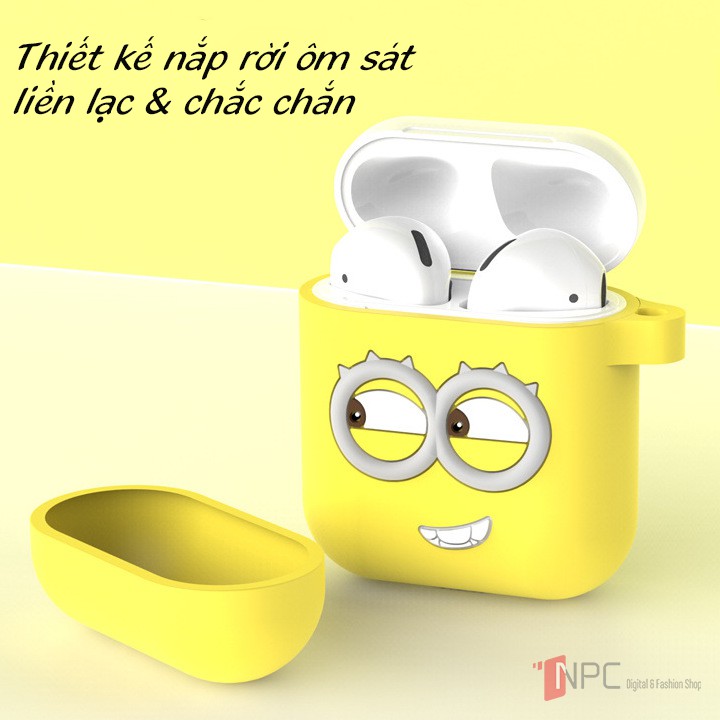 Ốp AirPods cao su Minion 3D bảo vệ tai nghe AirPods 1 | 2 kèm Móc Treo