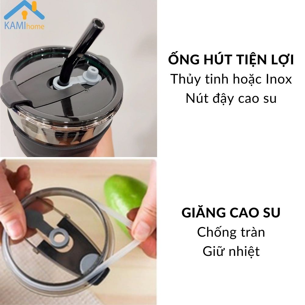 Ly thủy tinh uống nước có Nắp và Ống hút chịu nhiệt nóng lạnh cỡ 450ml mã 22053.051