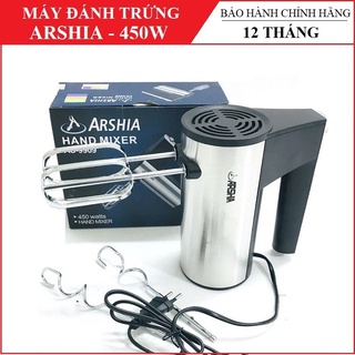 Máy đánh trứng cầm tay mini 450W ARSHIA - Máy đánh kem, trộn bột làm bánh, tạo bọt cà phê, nhồi bột chính hãng