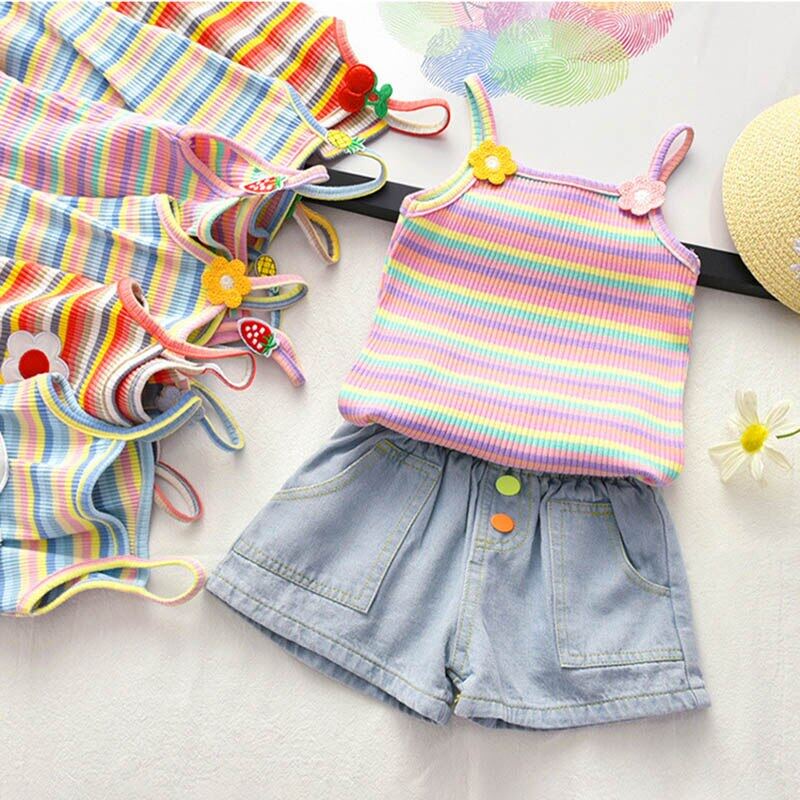 Áo Thun SáT NáCh Kẻ SọC Dễ Thương Cho Bé GáI (2-6 TuổI)