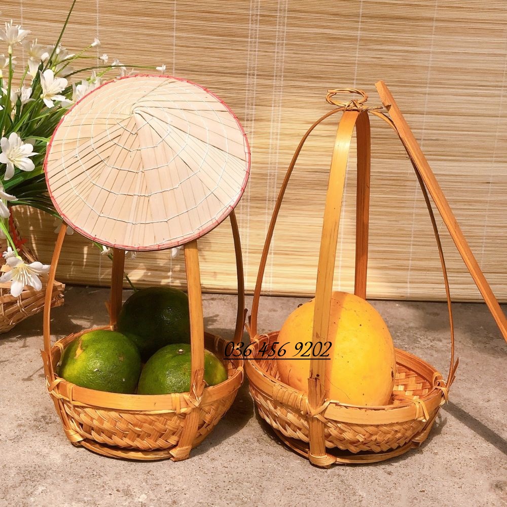 Quang gánh tre trang trí cắm hoa, bày ngũ quả bàn thờ thần tài, đồ chơi trẻ em an toàn thân thiện với môi trường