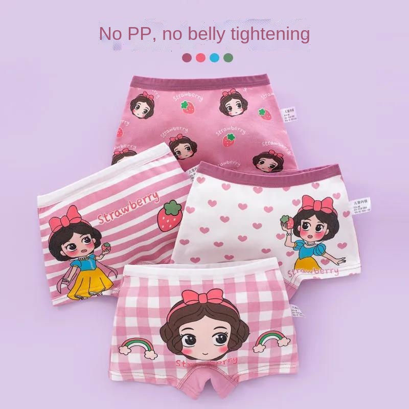 Quần Lót Cotton Màu Trơn Chống Vi Khuẩn Cho Bé Gái