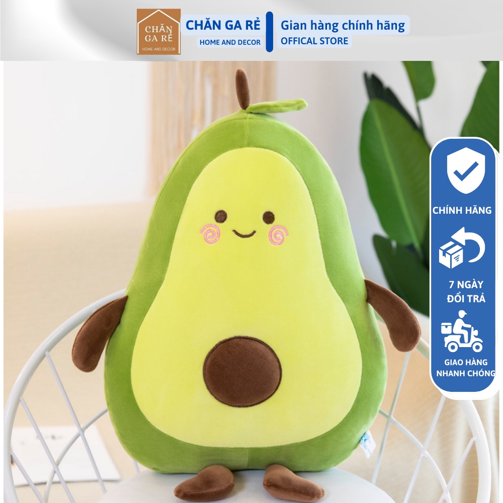Gấu bông trái bơ tròn đáng yêu, gối ôm quả bơ cho bé ôm ngủ có đủ size