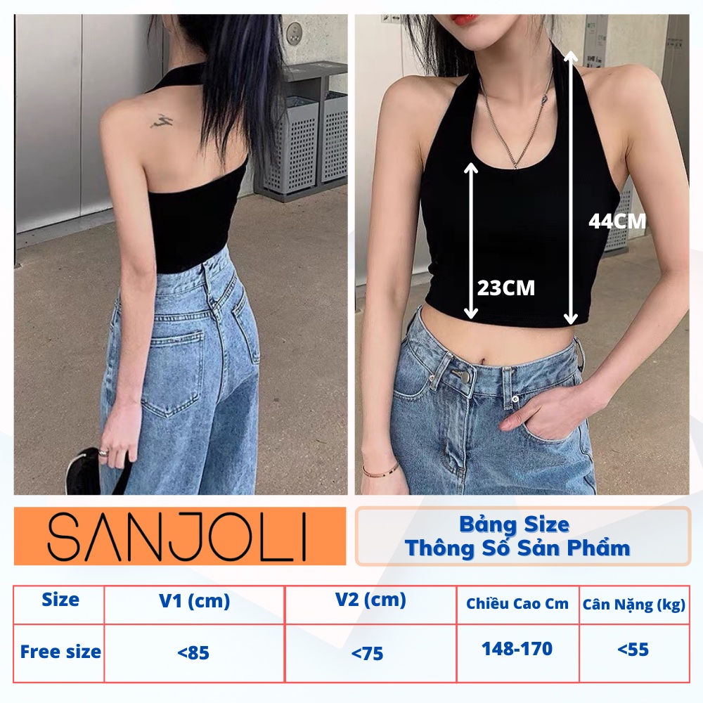 Áo Croptop Hở Lưng SANJOLI Áo Crt Ba Lỗ Kiểu Nữ Thiết Kế Cổ Yếm Ôm Body Năng Động Sexy Đẹp Đi Chơi Cá Tính AO047