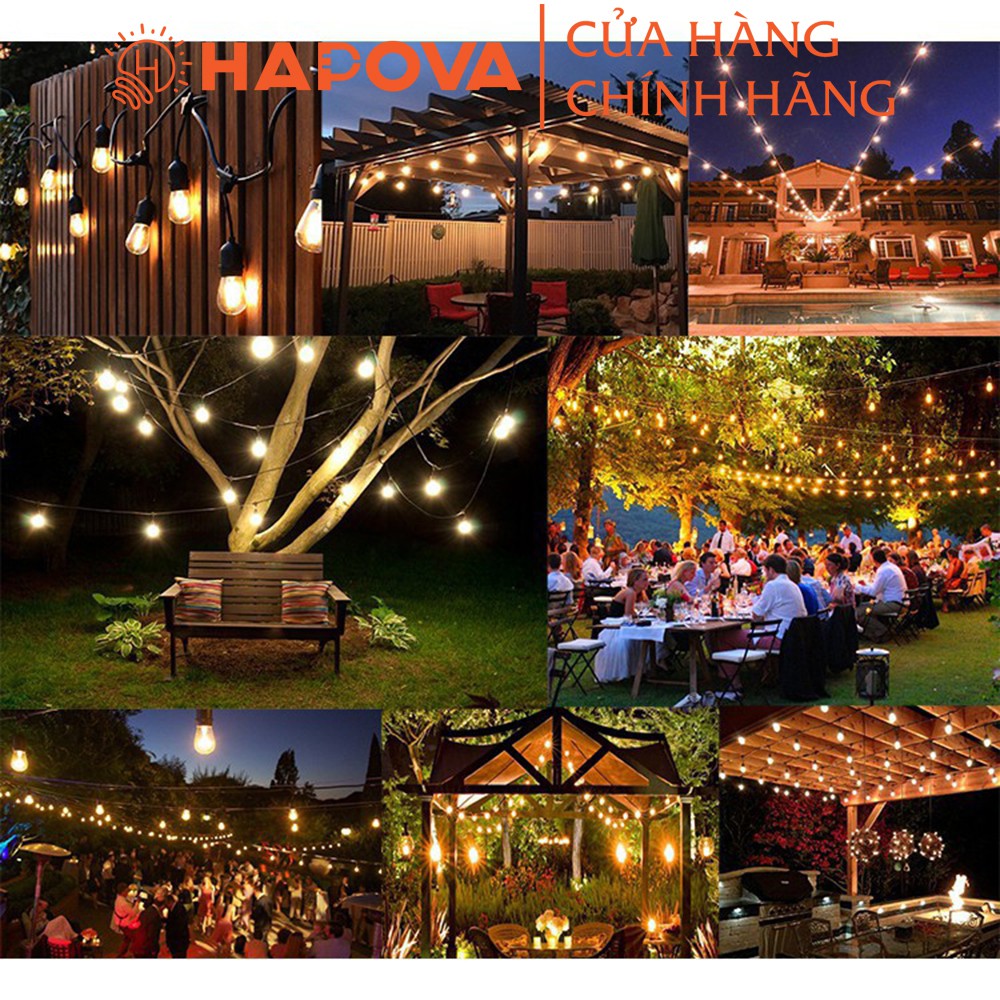 Dây đèn thả ngoài trời 10 mét 20 đui HAPOVA ORALIE 6515