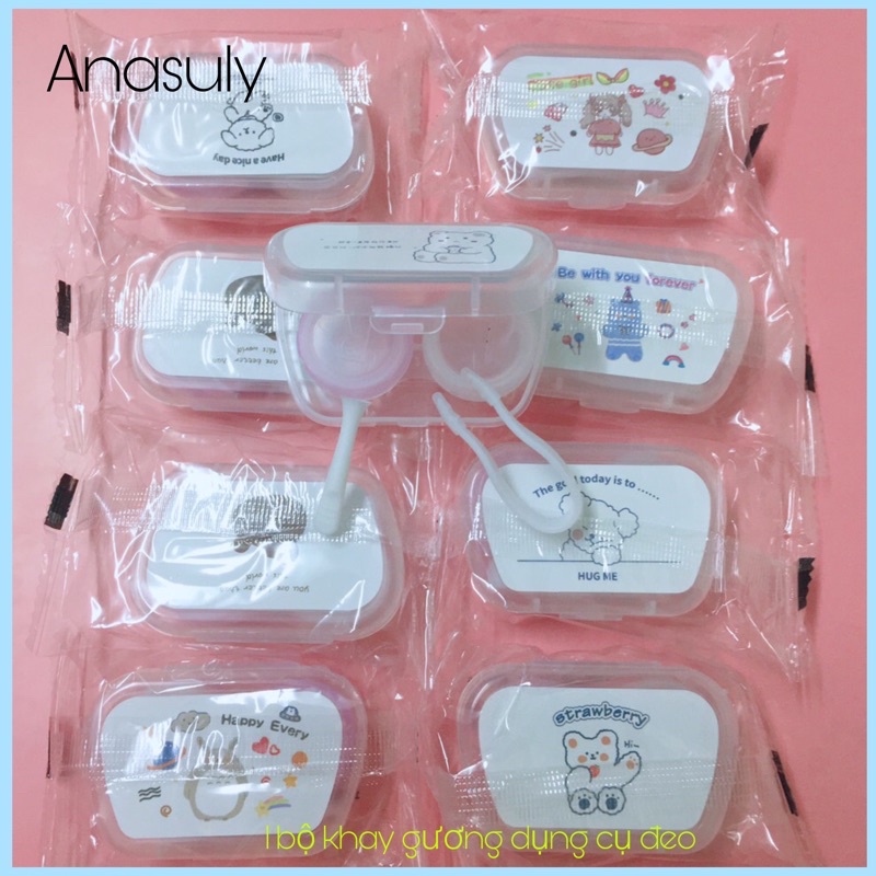 Khay gương mini đựng lens có kèm dụng cụ đeo tiện lợi (01 bộ)