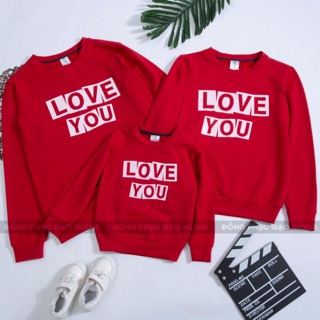 Áo Gia Đình,Đồng phục gia Thu Đông Dài Tay - Mẫu Love You