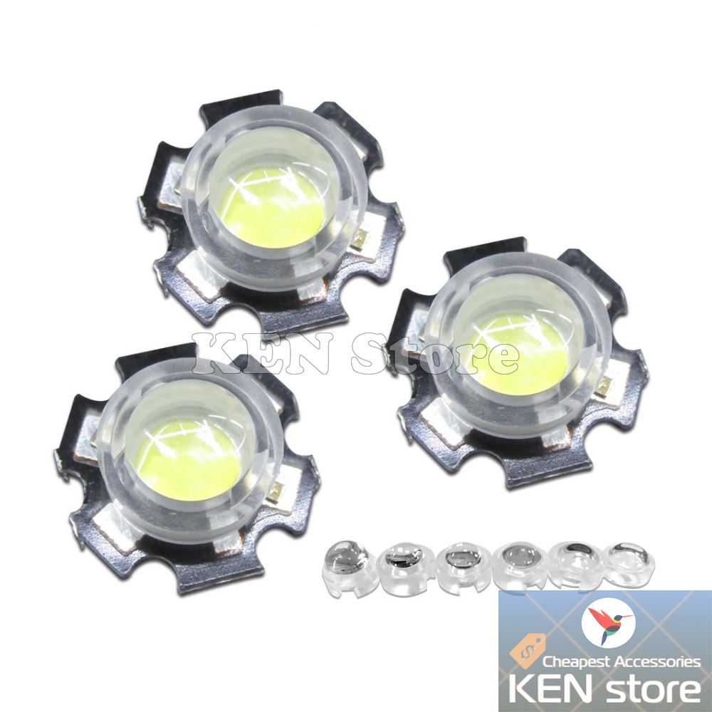 Bộ 5 chóa đèn, thấu kính 13mm cho chip led luxeon 1W 3W 5W