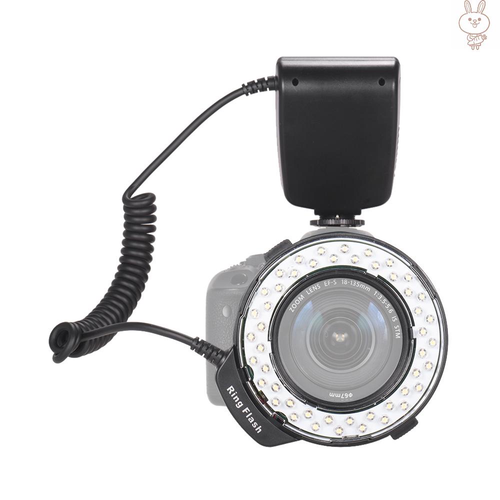 ol HD-130 Macro LED Ring Flash Light LCD Display 3000-15000K GN46 Power Control with 3 Flash Diffusers 8 Adapter Rings for Cameras