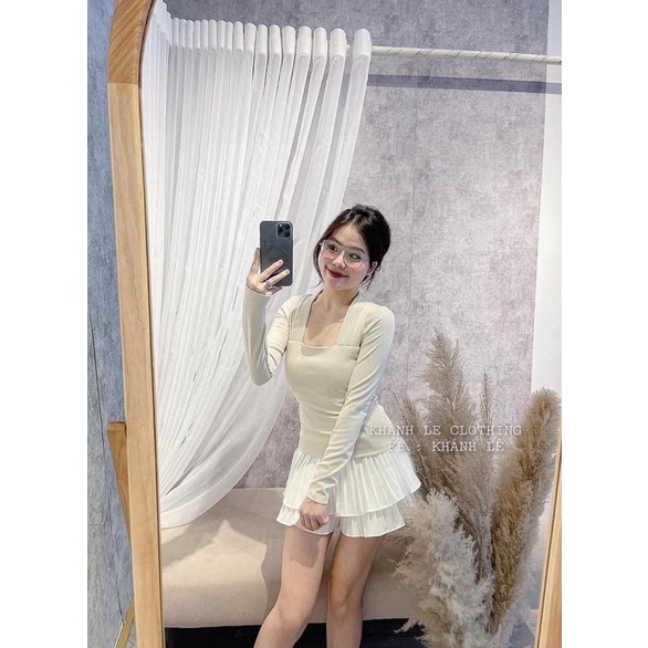 Áo Len nữ [MẪU MỚI] chất tăm nhung dài tay cổ vuông kiểu cách sang chảnh dễ phối đồ 😍 | BigBuy360 - bigbuy360.vn