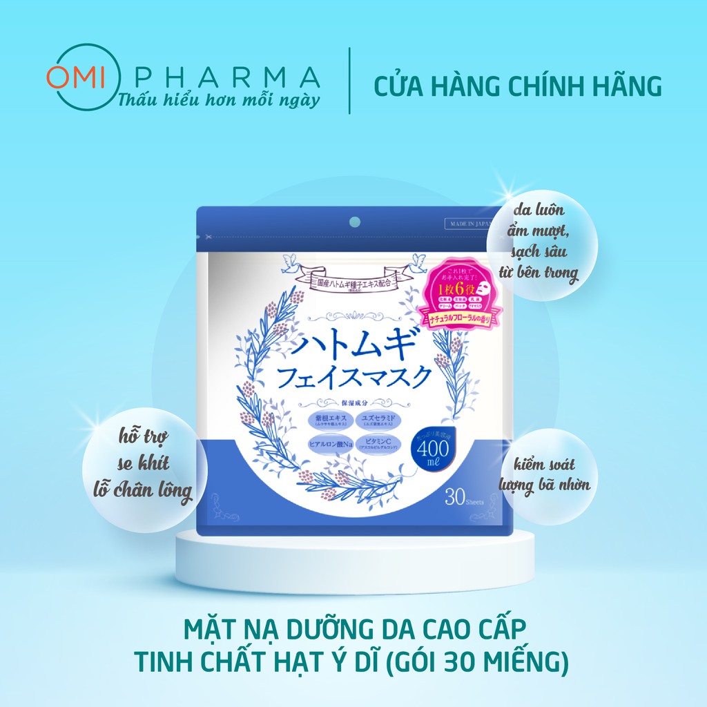 Mặt Nạ Nhật Dưỡng Trắng Cao Cấp Chiết Xuất Hạt Ý Dĩ S-Labo Nhật Bản (30 miếng/gói)