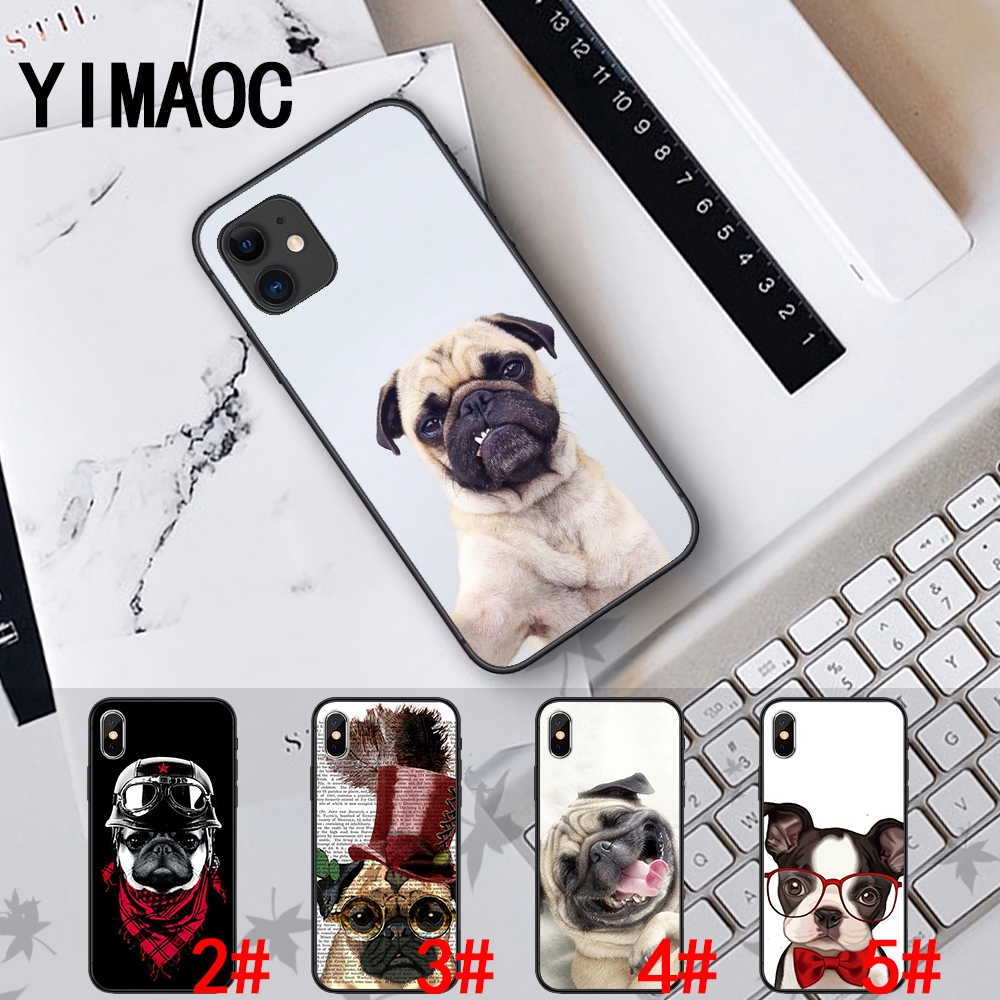 Ốp điện thoại mềm in hình chó Pug xinh xắn dành cho iPhone XS Max XR X 11 Pro 7 8 6 6S Plus 96C