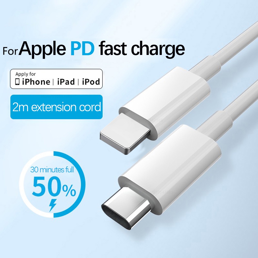 Dây Cáp Sạc Nhanh USB C 2M 20W PD Cho iPhone 13 12 Pro Xs Max SE 8 Plus iPad