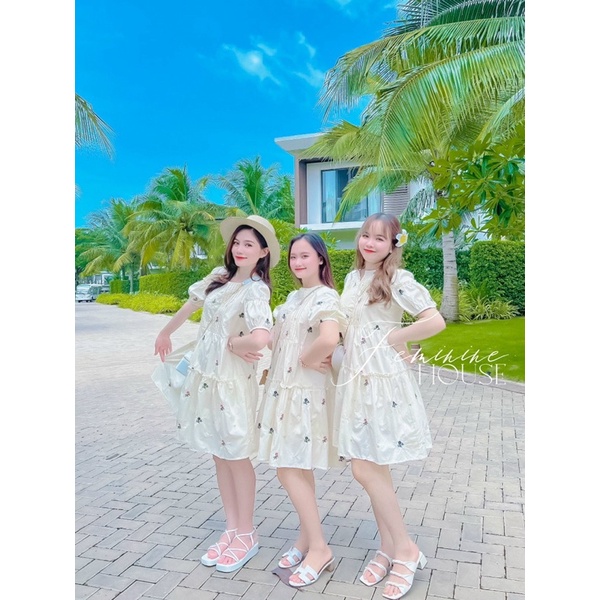 Đầm Suông Hoa Thêu xinh xắn, váy suông diện hè, váy suông đi làm đi chơi