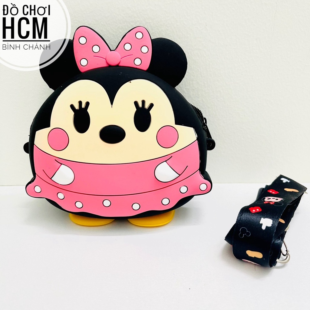 Đồ chơi trẻ em túi đeo chéo vai bằng silicone hình Minion, mèo kitty, chuột mickey dễ thương dành cho bé gái