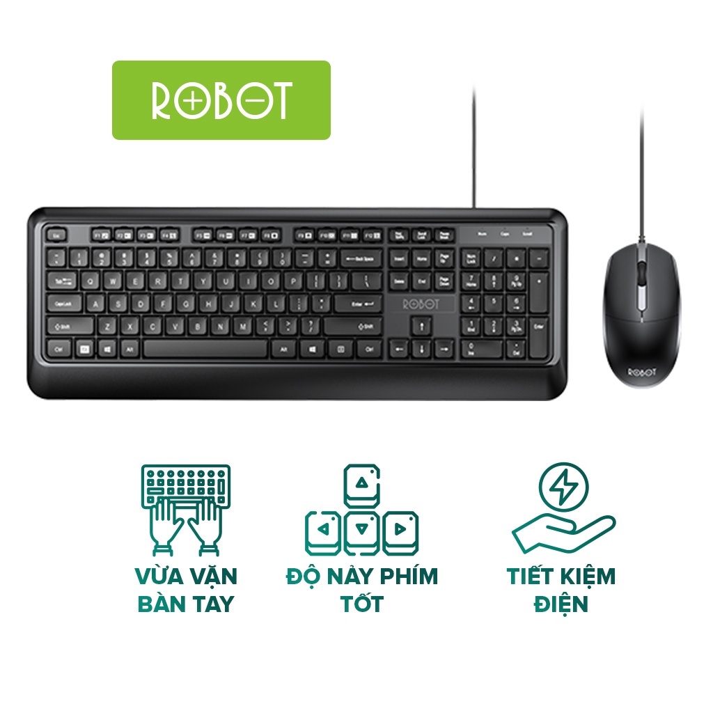Combo Chuột &amp; Bàn Phím Có Dây ROBOT KM2600 Thích Hợp Dùng Cho Laptop, Máy Tính, PC