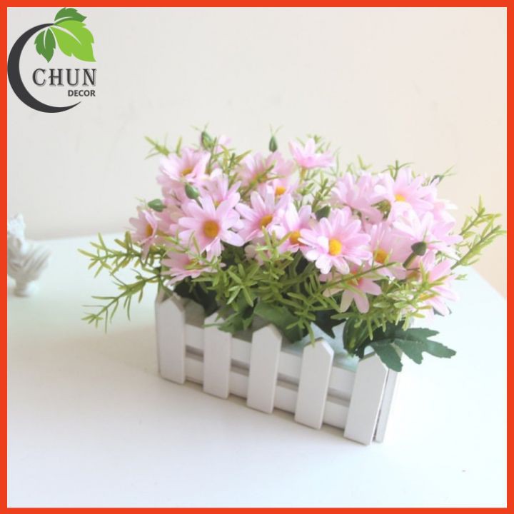 Giỏ hoa giả - Hàng rào hoa cúc hoạ mi dài 16cm nhiều màu trang trí nhà cửa