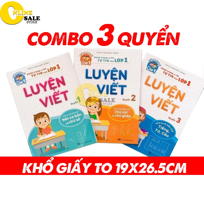 [COMBO 3 QUYỂN] Luyện viết chữ cho bé tự tin vào lớp 1 Khổ to 19x26.5cm