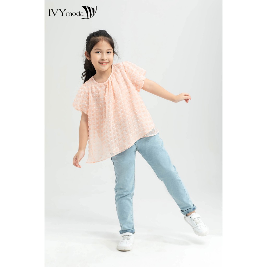 Áo tay bồng hạt nổi bé gái IVY moda MS 16G1221