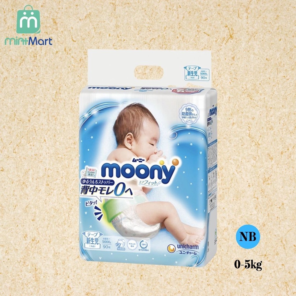 Bỉm MOONY Xanh Tiêu Chuẩn Nội Địa Nhật Đủ Size NB90/S84/M64/M58/L44/XL38