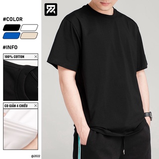 Áo thun form rộng oversize tay lỡ unisex vải cotton co giãn 4 chiều 220GSM phông trơn basic KAIDIN