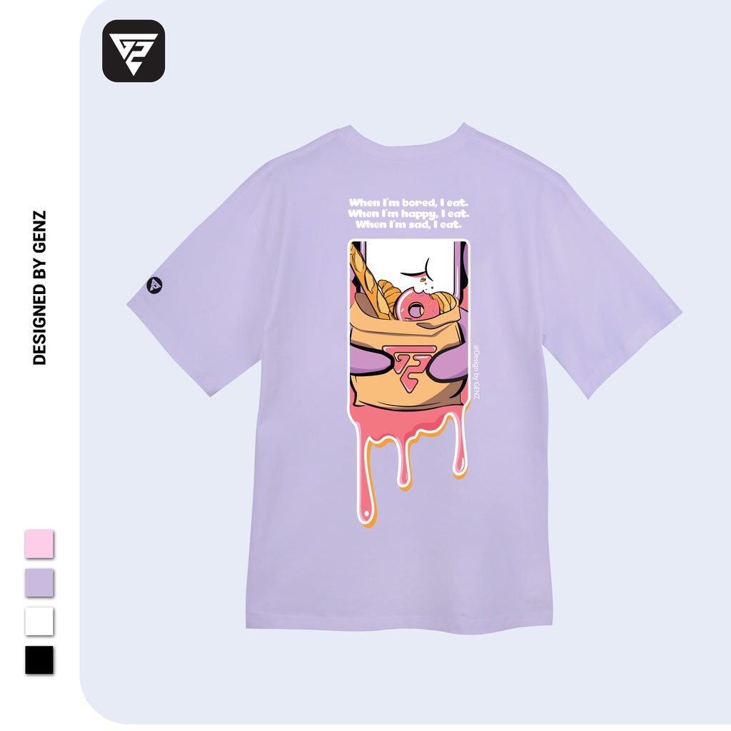 Áo thun tay lỡ GENZ phông Unisex nam nữ Premium Cotton oversize form rộng Eat Everything