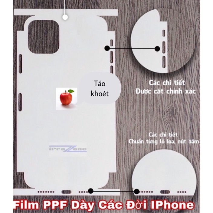 Dán PPF (PDF) full viền dục lỗ loa dành cho IPhone 7/8/7Plus/8Plus/ X/Xs/ XS Max , dán lưng tự phục hồi  cao cấp