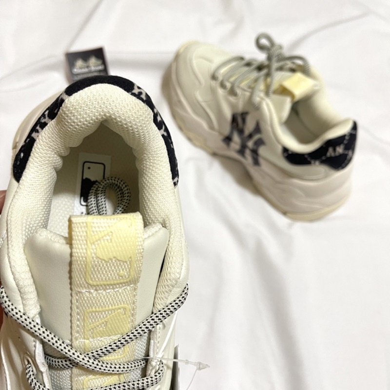 Giày thể thao MLB NY gót nỉ đen mới, giày ML B kem thời trang mono NY cao cấp full box bảo vệ 1:1 trung