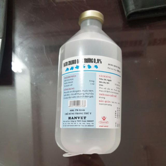 Nước muối sinh lý 500ml dùng trong thú y