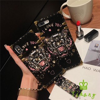 Ốp lưng vuông có hình hổ cá tính cho iPhone 11 Pro XR X XS Max 8 7 6 6s Plus