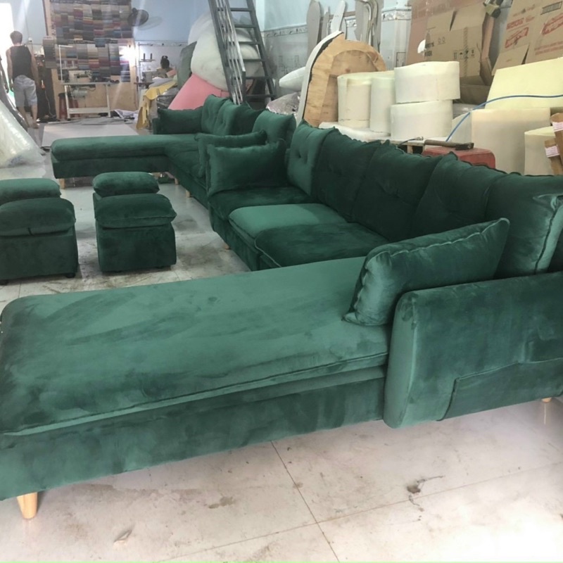 sofa góc L thư giãn 2m4x1m6 cao cấp chất vải mịn màng chân ghế chắc chắn Trường Mai Sài Gòn