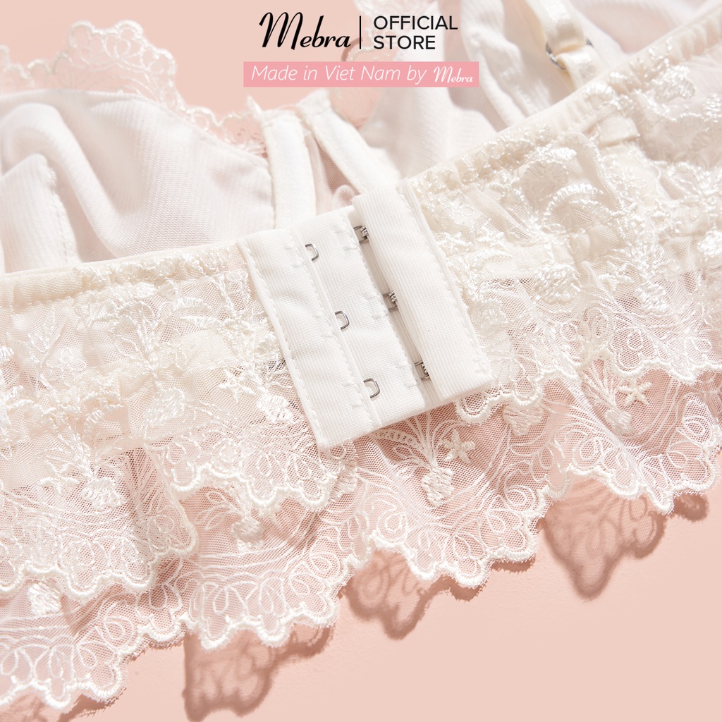 Áo lót ngực corset nữ ren thêu có gọng không mút chân ren gợi cảm sang chảnh cao cấp Mebra A006