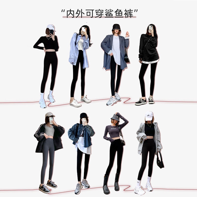 Quần Legging Lưng Cao Dáng Ôm Màu Đen Thời Trang Xuân Thu Cho Nữ Tập Yoga